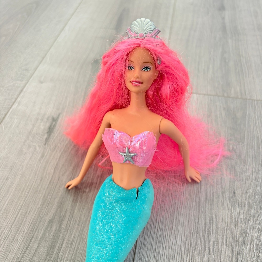 Barbie Vintage Y2K 2002 Mermaid Fantasy Pink Hair Teal Tail Vintage Doll Toy